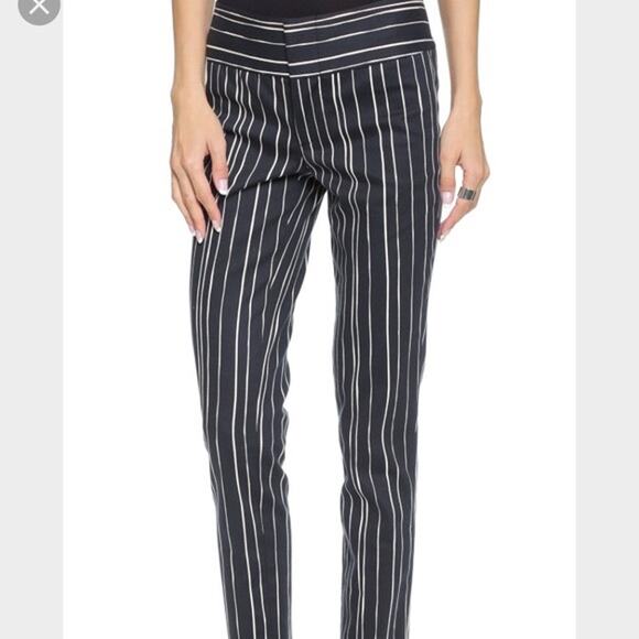 New Alice + Olivia black gold stripe mid rise ankle zip pants sz 2 - Picture 1 of 10